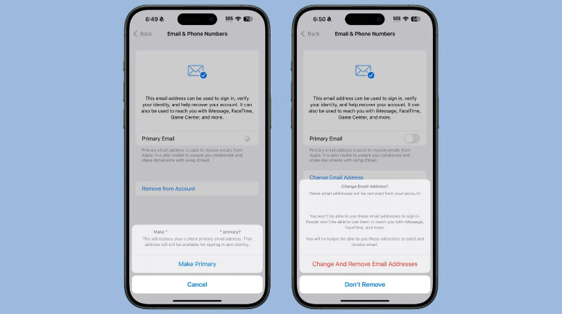 木垒苹果手机维修分享苹果 iOS 18.1 支持设置“主要”邮箱地址并更改 iCloud 邮箱 